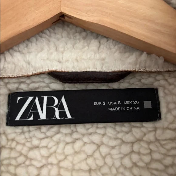 Zara Tan and Cream Teddy Jacket - Picture 3 of 3